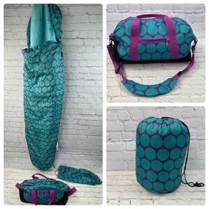 Kids Polka Dot Sleeping Bag & Matching Overnight Duffel Bag Set Wildkin Olive